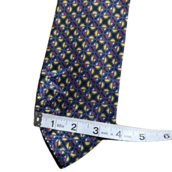 Brioni Blue/Yellow/Red Geometric Pattern Designer Tie - Picture 5 of 10